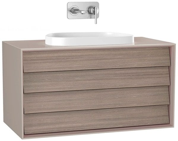 Vitra Frame 61468 Lavabo Dolabı 100 Cm,Çift Çekmeceli,Tezgahüstü Lavabolu,Mat Soft Bej.